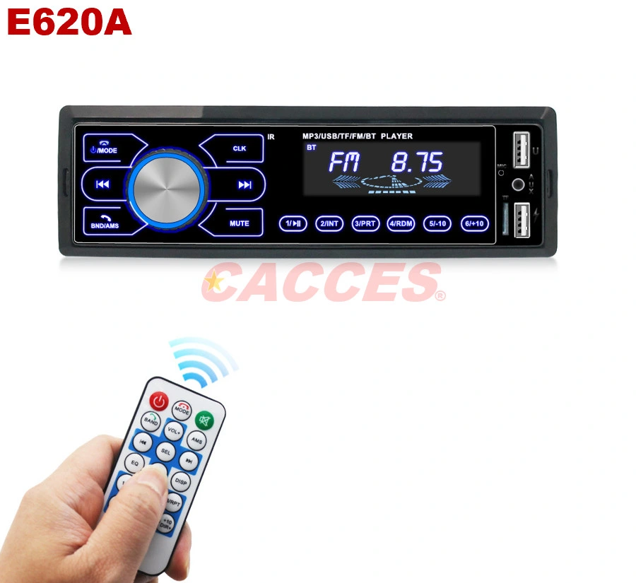 Solo DIN Radio estéreo con Bluetooth 1 DIN, en el tablero de soporte de la radio FM estéreo para coche de control de aplicaciones de audio digital, reproductor de música MP3/Mic doble USB/SD/Multimedia Aux.