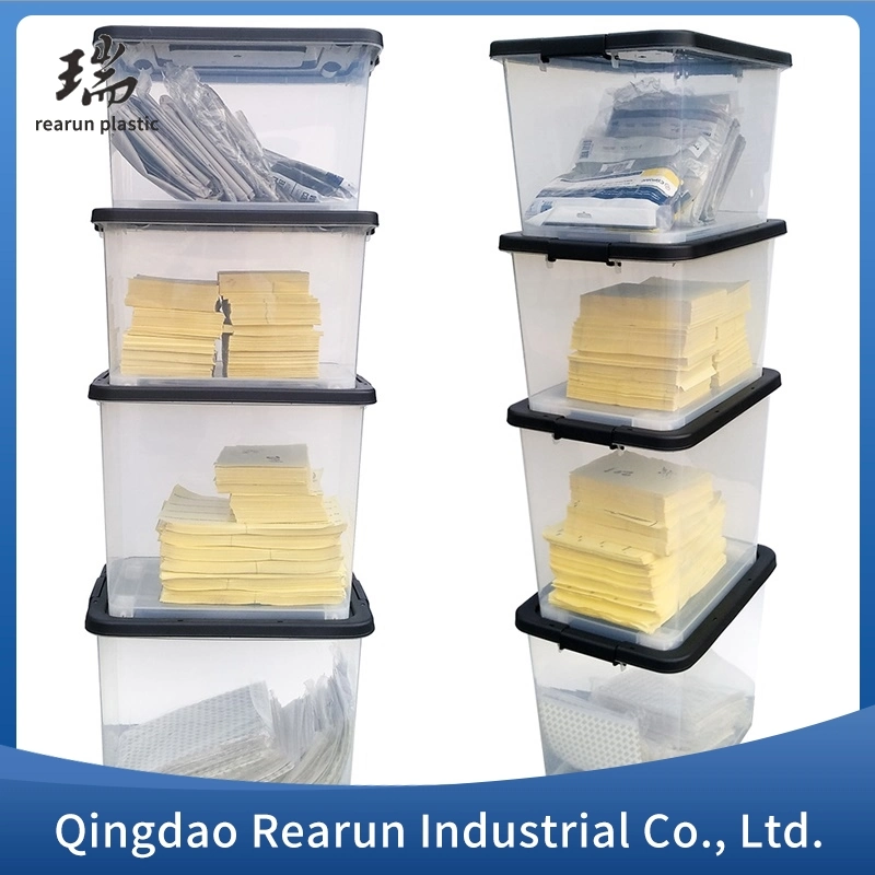 Colorful Heavy Duty Capacity Plastic Storage Box Material Plastic Bins with Handles and Wheels for Household Package Storage