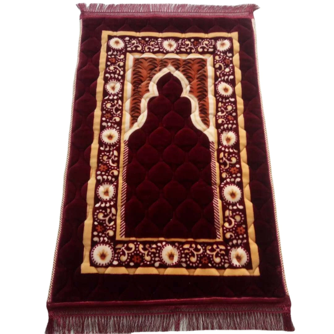 Tapis de prière musulman de haute qualité, style turc avec franges, Sajadah pour enfants, doux et confortable pour l'Aïd. 