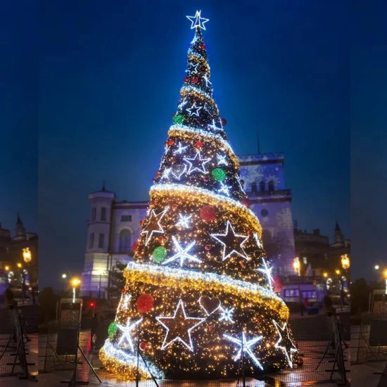 Nouveau design 15m Décoration géant en plein air cadre métallique de grands arbres de Noël artificiel pour City Plaza