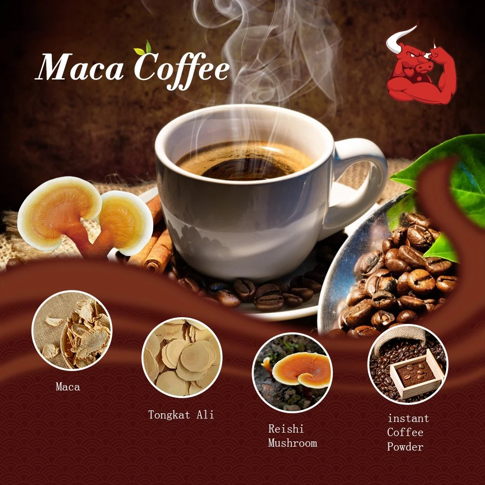 Sample Available Maca Coffee Ganoderma Tongkat Ali Ganoderma Reishi Mushroom Extract Coffee for Improving Men Maca 's Stamina