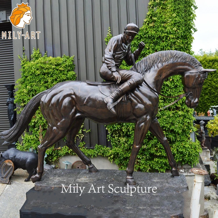 Customized Design Outdoor Bronze Statue Man Riding on Horse Sculpture
