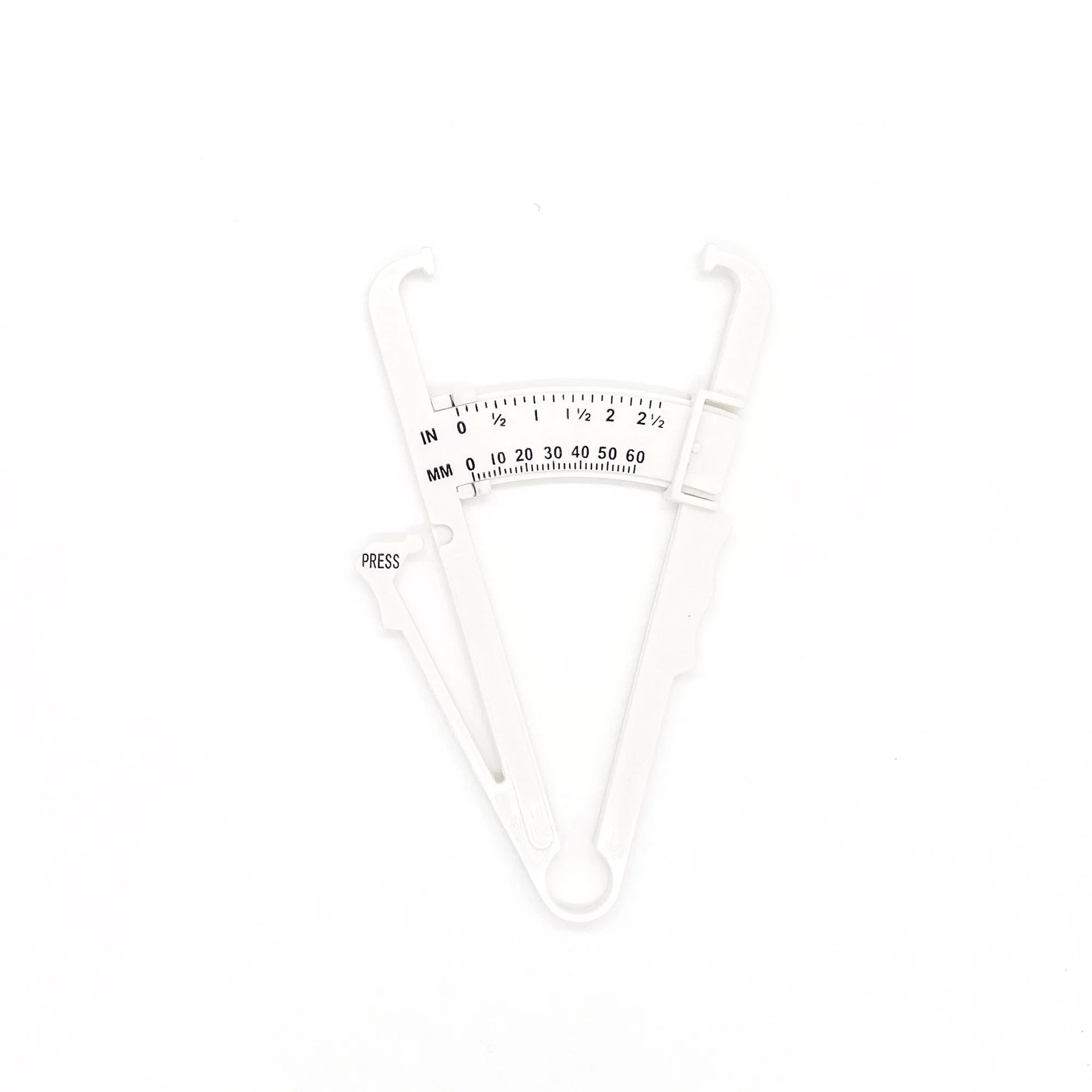 White Plastic Medical Measurement Body Fat Caliper with Measuring Tape