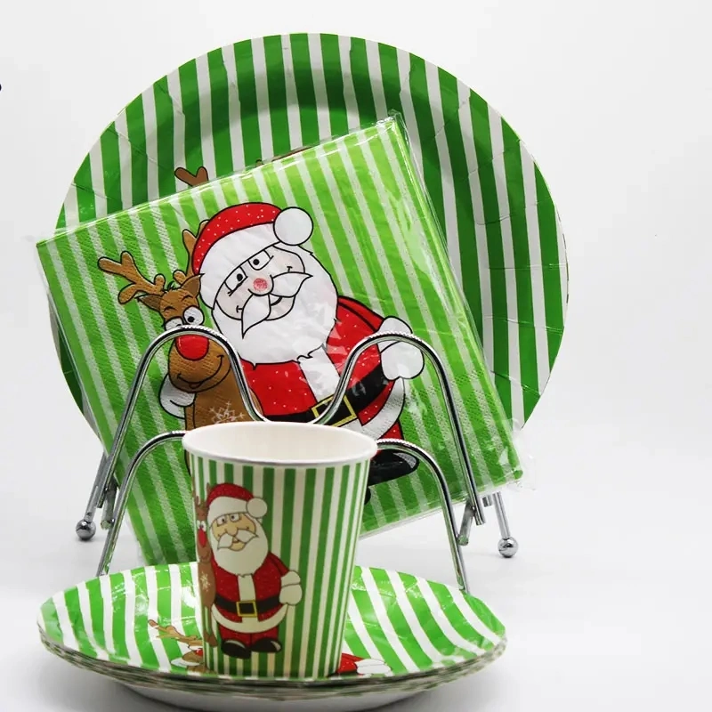 Wholesale/Supplier Disposable Paper Tableware Sets Christmas Decoration Party Supplies of Paper Plate Cup Napkin Pack