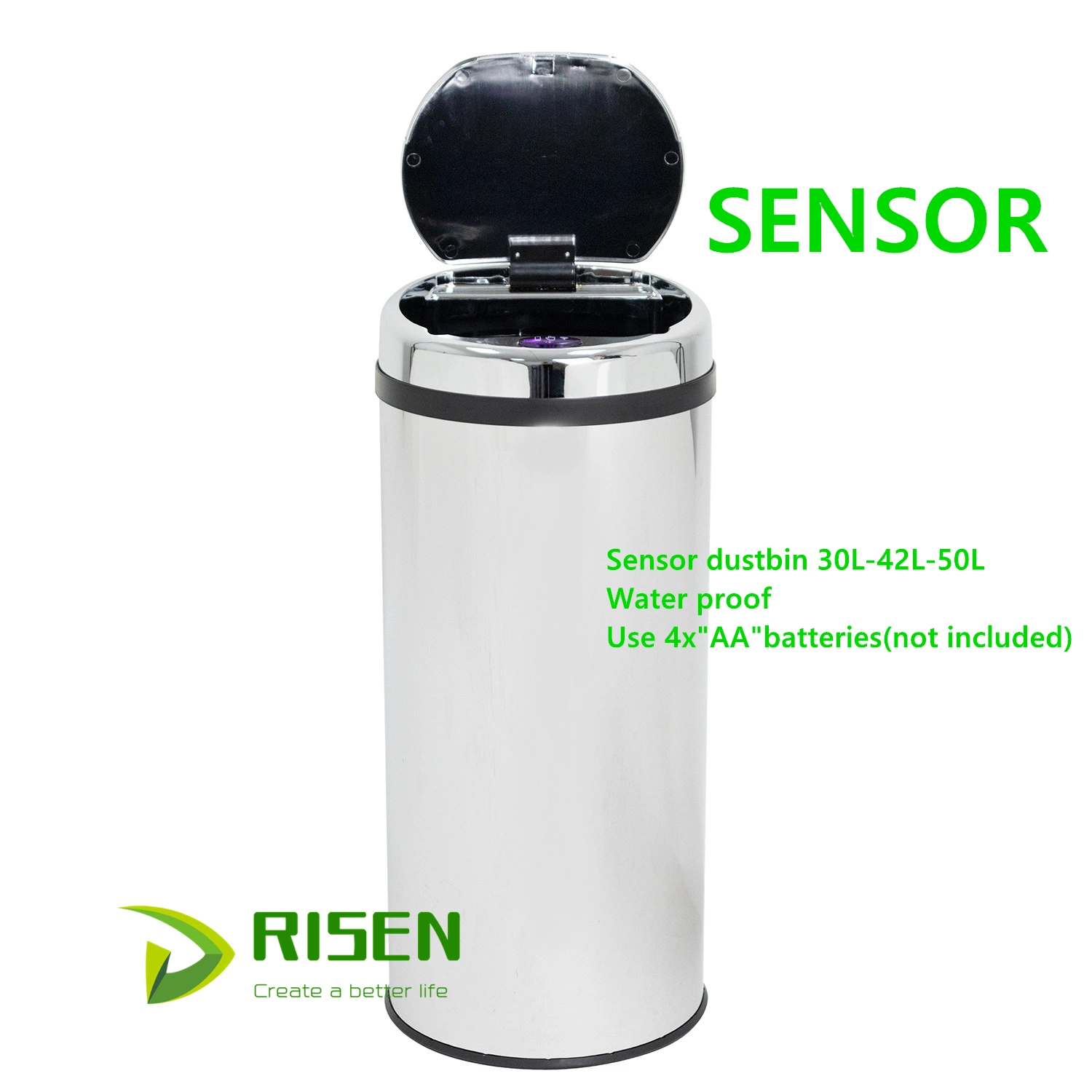 Contenedor de basura con sensor de infrarrojos automático 30L/42L/50L tapa de acero inoxidable Abrir la papelera de movimiento automático puede