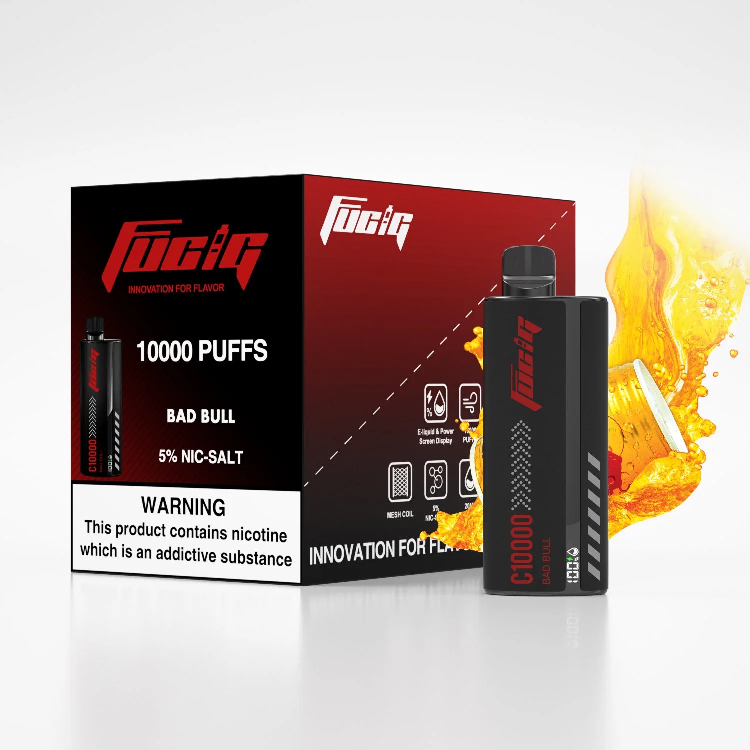 Fucig C10000 Elektronische Zigarette Einweg Vape 10000 Puffs mit Bildschirm