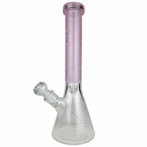 15" Etched Decal Square Beaker Water Pipe - with 14m Bowl Glass Pipe Glass Smoking Pipe Smoke Rolling Paper Water Pipe