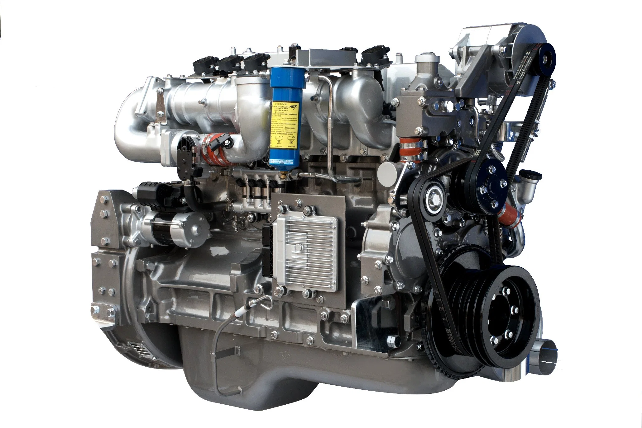 Motor a Gás Clássico Yuchai YC6GN de 6 Cilindros de Alta Qualidade, com Emissão Euro 5, Boa Performance de Potência, Boa Economia, Alta Confiabilidade, Baixa Vibração e Ruído.