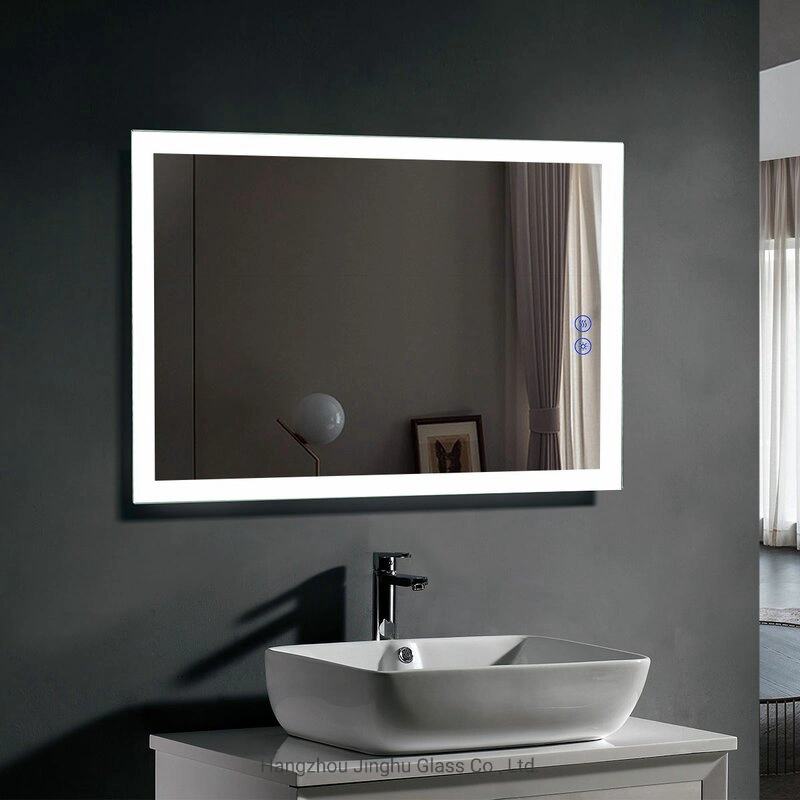 Miroir mural moderne monté sur un hôtel, miroir LED intelligent décoratif pour la chambre, meuble de maison, miroir de salle de bain avec éclairage.