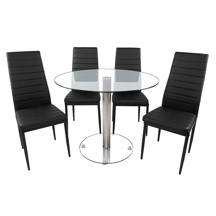 Modern Wholesale/Supplier Round-Shape Table Garden Dining Tempered Glass Top Stainless Steel Leg Dining Table