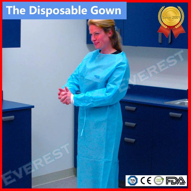 Light Blue Disposable Reinforced Isolation Gown