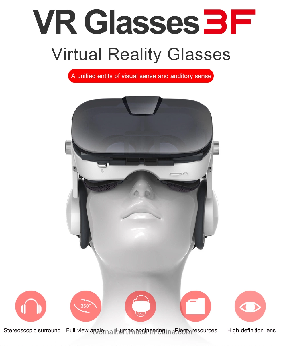 New Fiit Vr 3f Stereo Video 3D Glasses Vr Headset Virtual Reality Smartphone Google Cardboard Helmet Vr for 4-6.4 Inch Phones