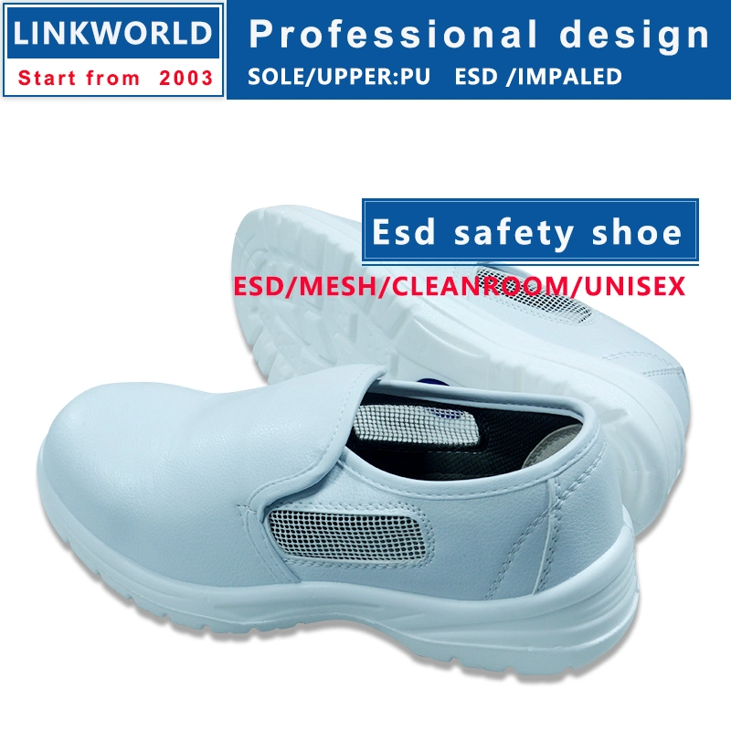 Antiestático antideslizante suela PU botas de trabajo puntera de evitar la punción de cuero antiestático Protección laboral Seguridad Industrial zapatos botas