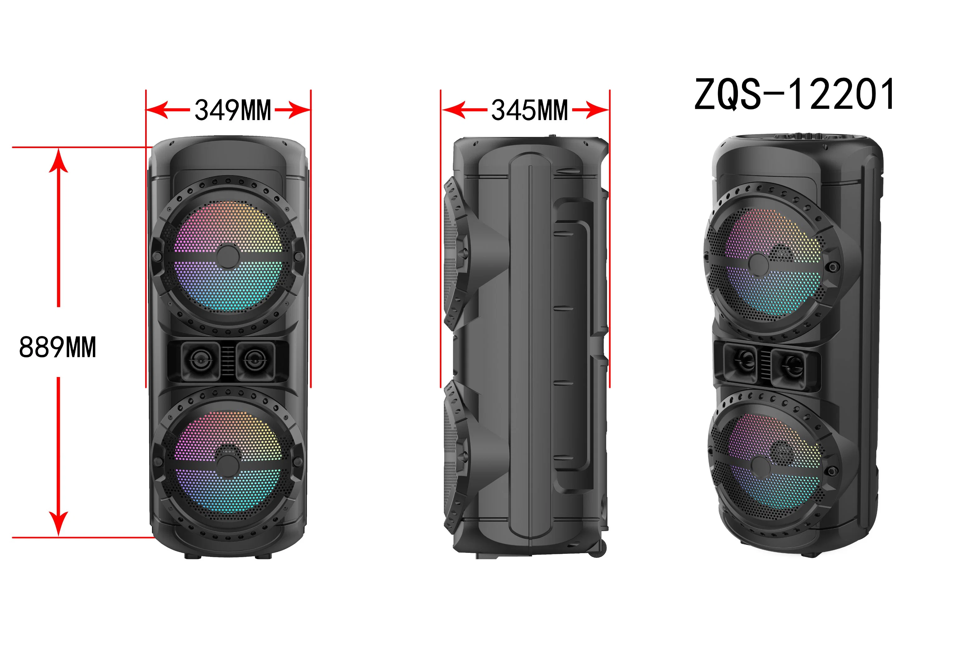 ZQS 12201 Double 12 Inch High Power Wireless Speakers Big Speaker
