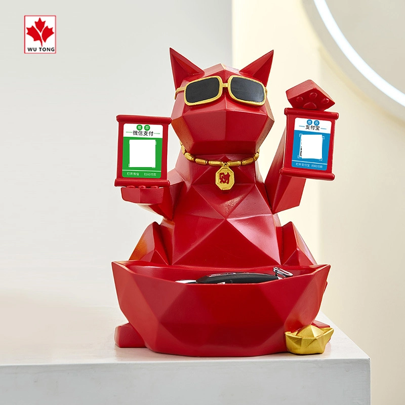 Código QR personalizado Estatua Lucky Cat almacenamiento Tienda de decoración