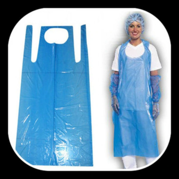 Одноразовый полимерный фартук с пластиковым фартуком, синий/белый, PE Apron