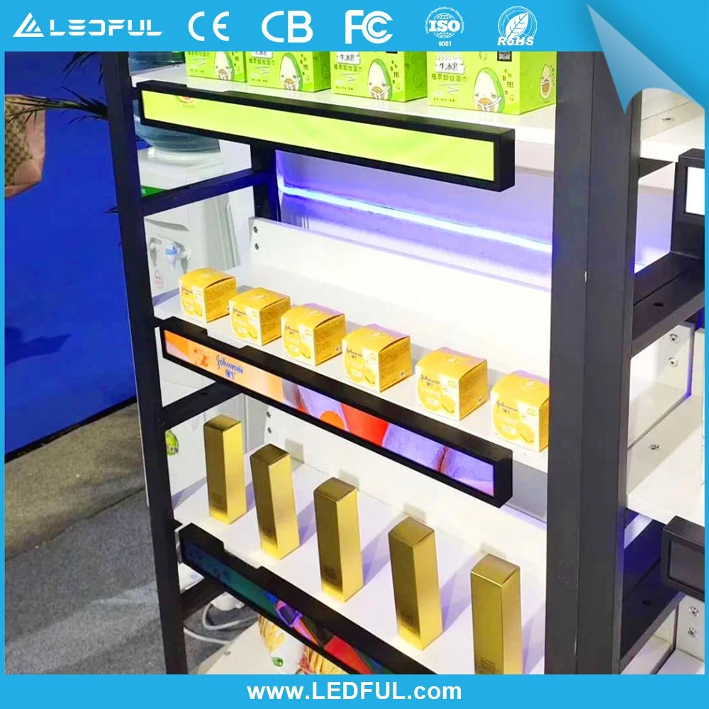 HD P1.25 COB P1.875 SMD Panel LED de señalización interior borde estante digital muestra el uso de un supermercado