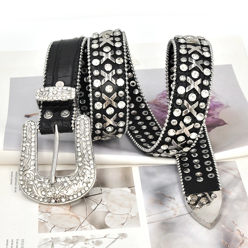 Newest Catalogue PU Leather Diamond Belt Women Clothing Accessories Designer Belts