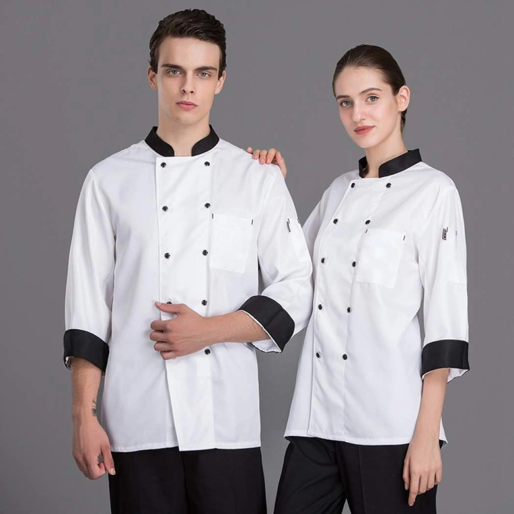 Unisex blanco uniforme del hotel están ajustadas prendas de vestir ropa de Chef de Cocina Kitching