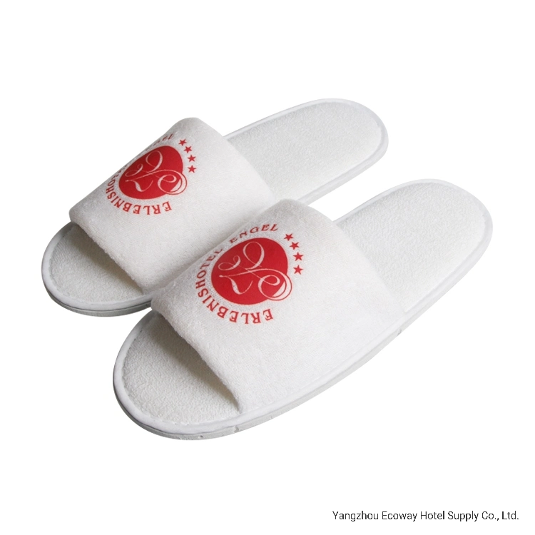 Custom Printed Red Logo Towel Hotel Men Slippers