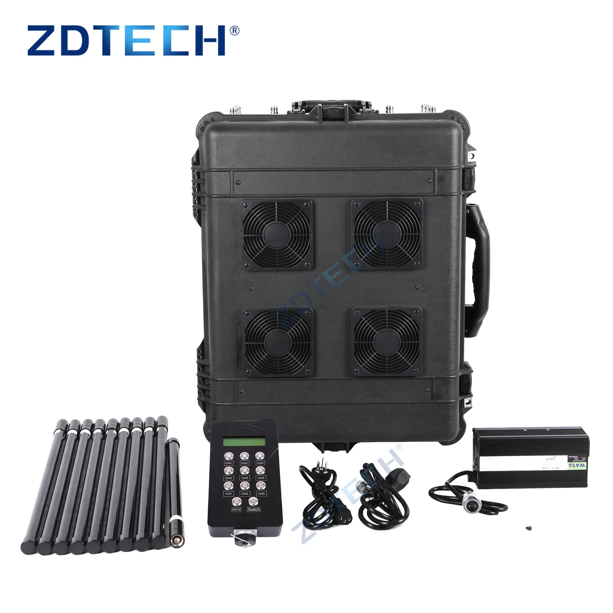 High-Power Portable Trolley 20-6000MHz High Power Dds 620W 7 Bands 433MHz 2.4G 5.8g GPS Anti Drone Uav Signal Jammer