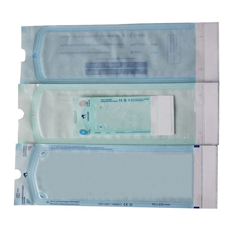 Papel de embalaje de esterilización por vapor autosellante desechable Dental Medical Flat Bolsa