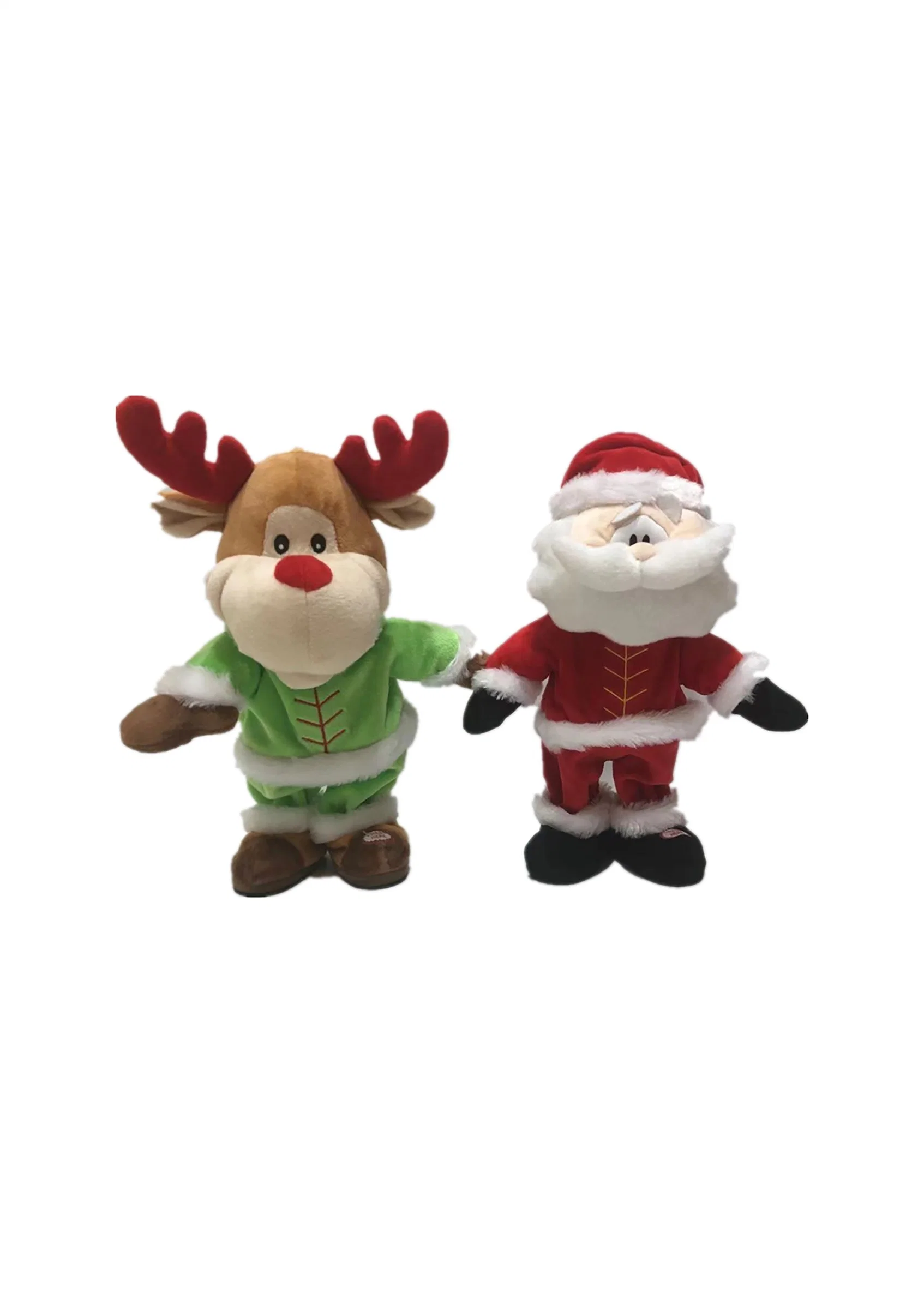 Chinese Manufacture Xmas Plush Gift Musical Dancing Xmas Plush Reindeer & Santa Kids Xmas Gift BSCI Factory