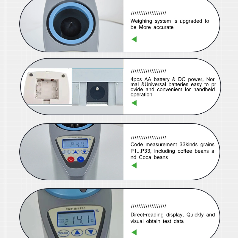 Professional Automatically Cocoa Bean Tea Hard Wheat Sorghum Round Paddy Moisture Meter Digital