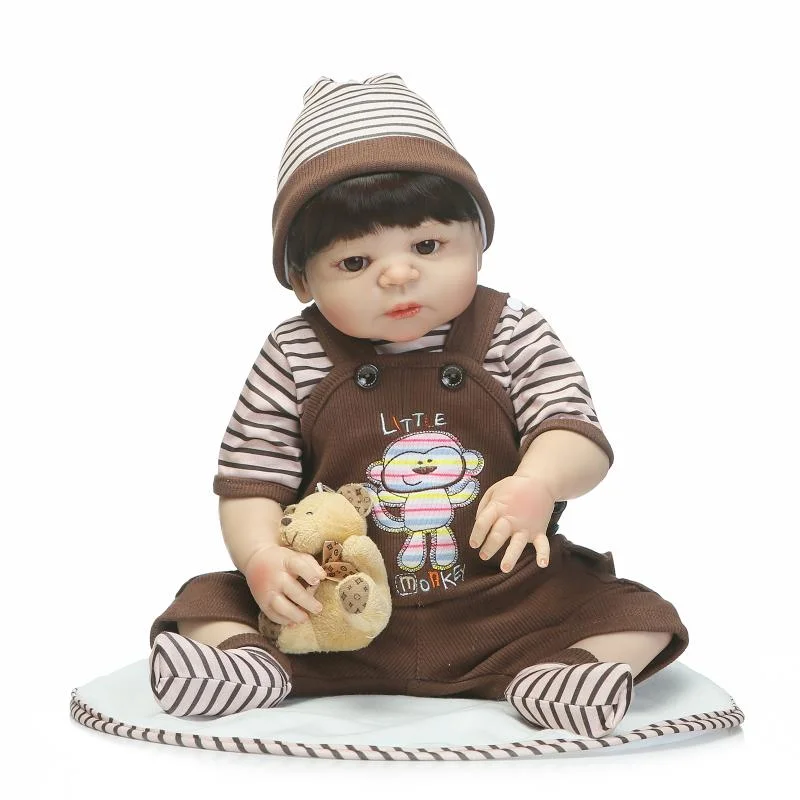 Heiße 55cm Baby Silikon wiedergeborene Puppen Vinyl Simulation Puppen Handgemacht Wiedergeboren Baby Baumwolle Spielzeug Kleinkind Weichen Puppen Spielzeug