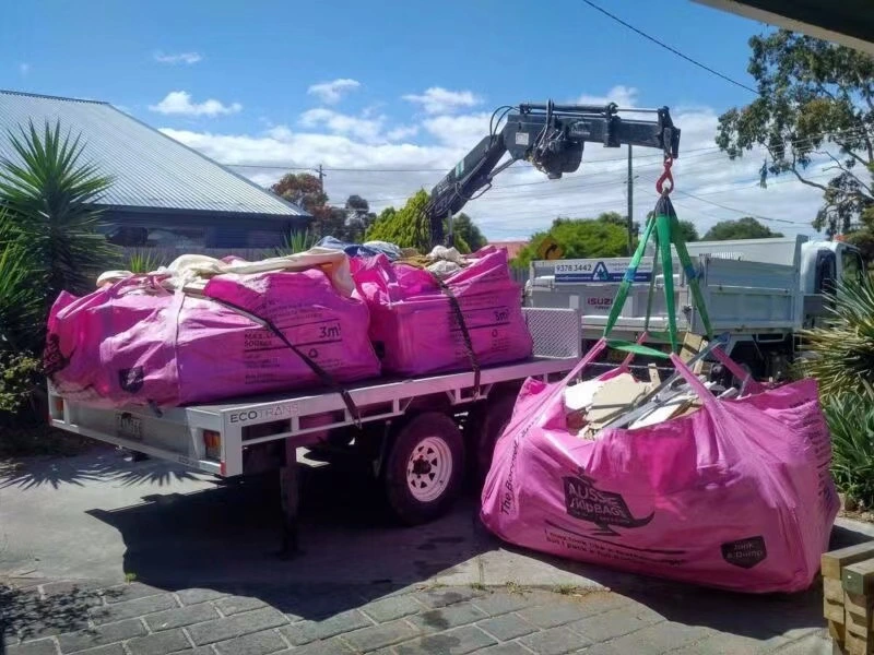 Amarelo 2 Yard 3 sacos para jarda em PP construção entrançada Lixo coleção Jardim Dumpster Skip Bag para reciclagem de remoção de lixo