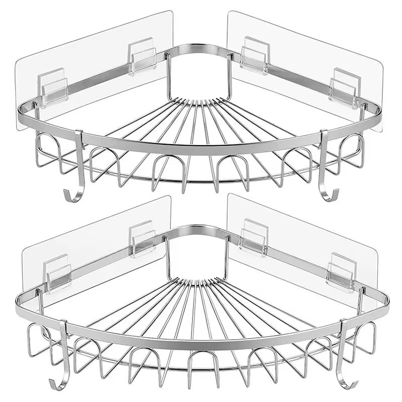 2 Pack de Silicone Chuveiro com ganchos de Rack da cesta no chuveiro de perfuração para casa de banho do Organizador