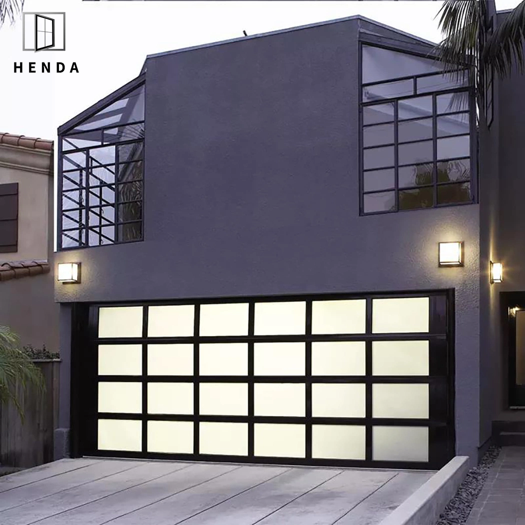 Estándar de fábrica Direct America aluminio personalizado congelado/tintado vidrio templado automático Mando a distancia disparador de rodillo aluminio puerta de garaje de cristal