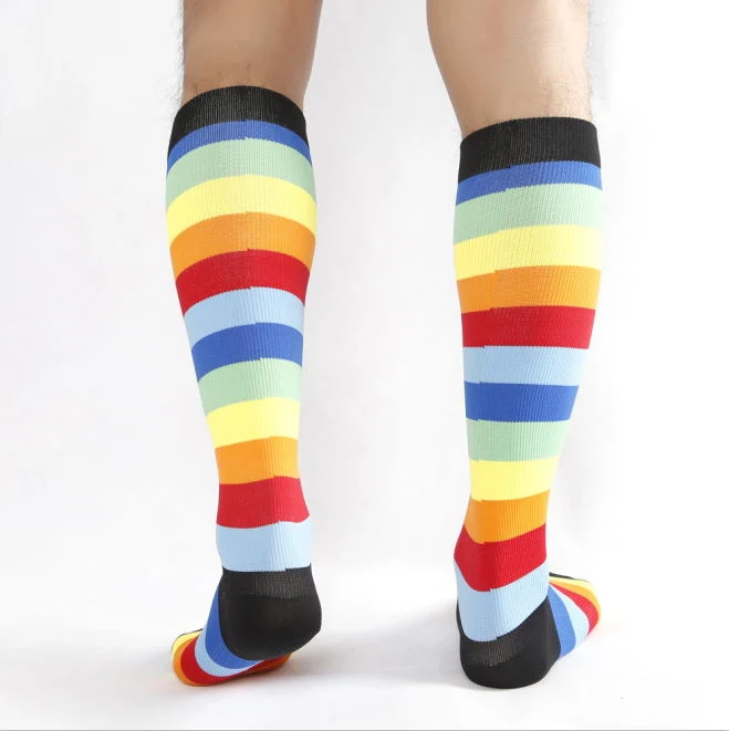 Graduated Rainbow Knee High Running Compression Socks 20-30mmhg