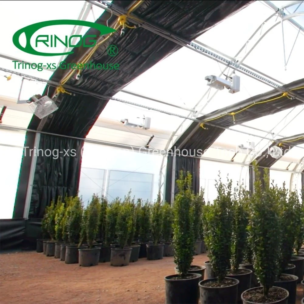 Trinog Ebb and flow hydroponics light trap greenhouse garden with light deprivation system