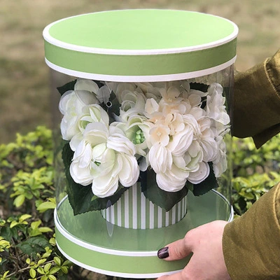 Le luxe rond en plastique clair PVC Cholyn du vérin de boîte de roses de l'emballage Hat Savon Fleur boîte cadeau