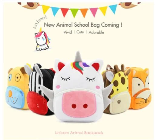 Cartoon Rainbow Unicorn School Bag Soft Plush Backpack School Bag for Kids