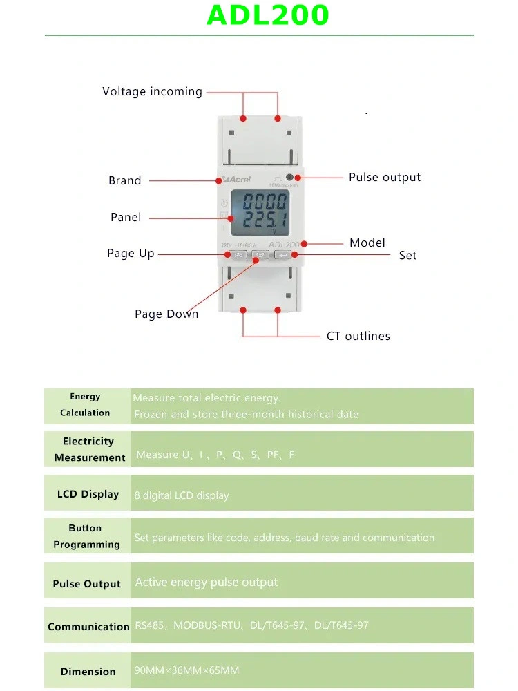 Single-Phase Electricity Energy Power Watt-Hour Meter with MID Harmonic RS485 Double-Tariff Max Demand Event Record Electrical Manufacturing Companies Factory