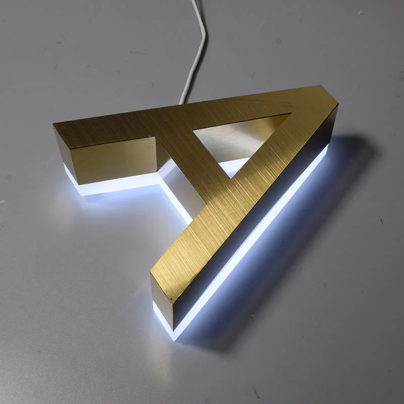 Customized Titanium Gold Glossy Letters for 3D Illuminated Halo Lit Letter Sign Lighting Solutions Advertising