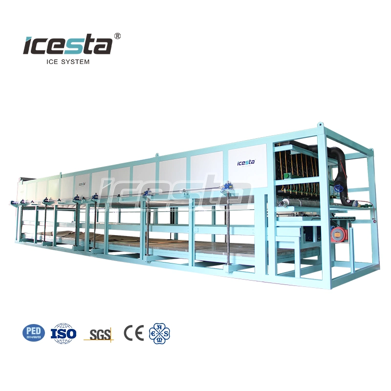 Machine de fabrication de blocs de glace industrielle Icesta personnalisée de 1t, 2t, 3t, 5t, 8t, 10t, 15t, 20t, 25t, 30t et 40t.