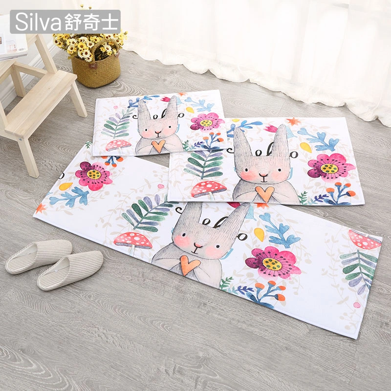 Anti-Slip Water Absorb Flannel Printed Door Mat Memory Foam Bath Mat