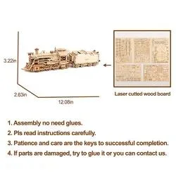 Robotie Locomotive Train 3D Modelo de madera Puzzle de Juguetes educativos para Adolescente