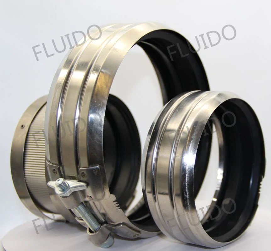 EPDM Rubber Couplings with Stainless Steel Cover and Hose Clamps for Pipes