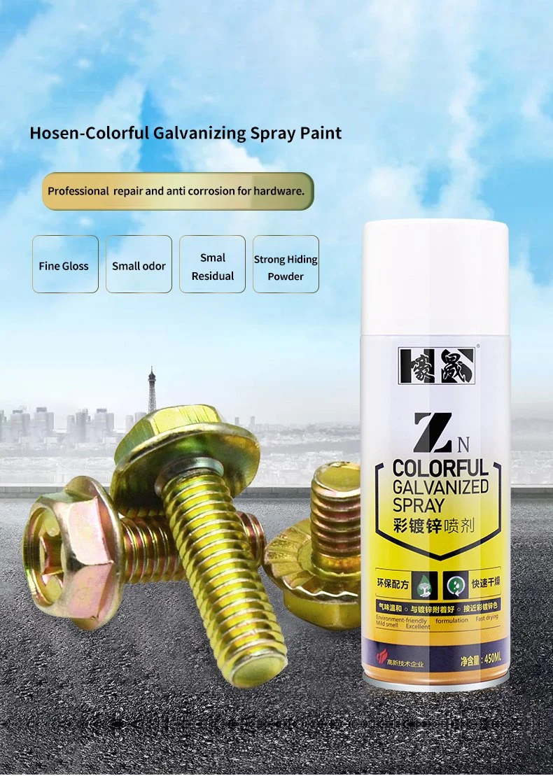 Hosen Colorful Galvanized Spray Colorful Zinc Spray Metallic Paint Aerosol Painting