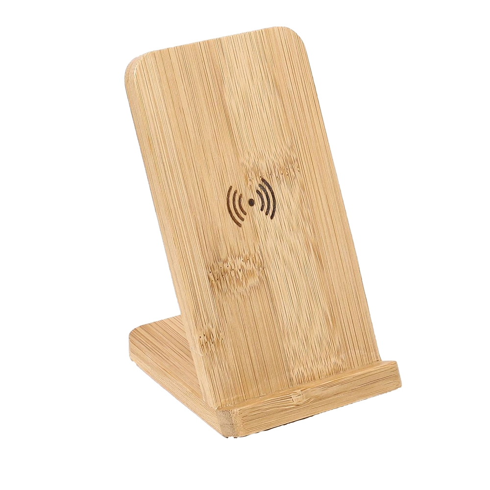 New Gift Bamboo Phone Wireless Charger Mobile Holder Promotion Christmas Gift