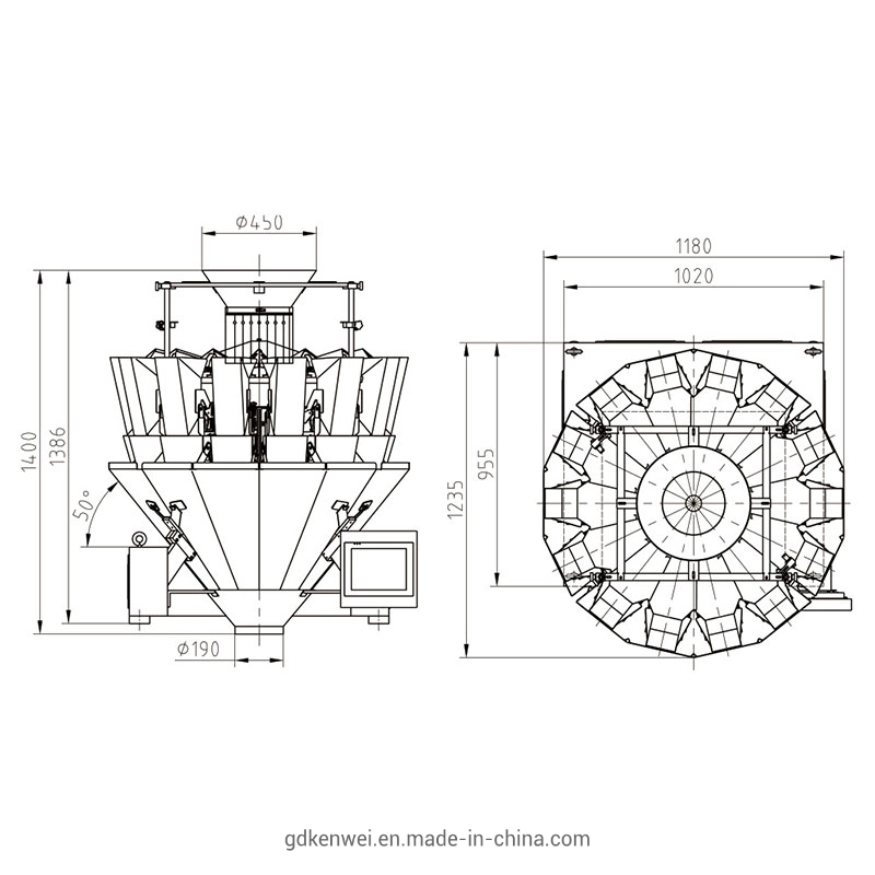 Kenwei 10 Head Standard Multihead Weigher for Weighing Snack Food