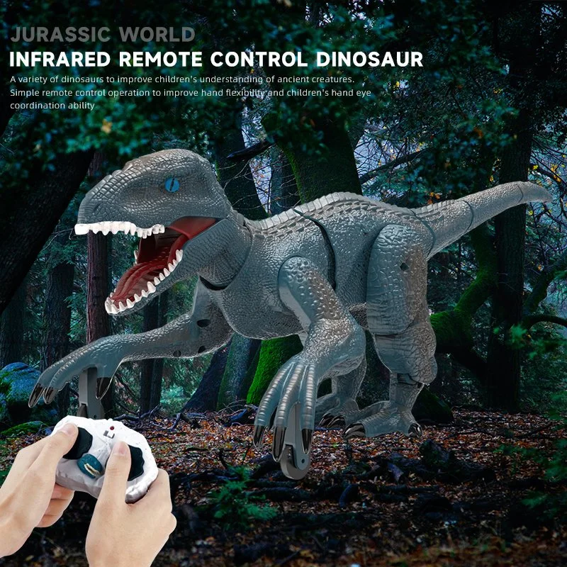 Multifunctional Infrared Remote Control Walking Animal Model Jurassic World Dinosaur Kids Rechargeable RC Velociraptor Toys