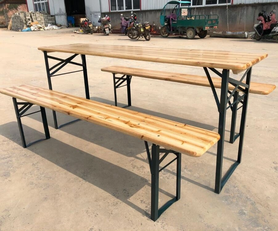 Mesa de jardín plegable de madera para picnic y cerveza.