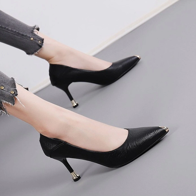 Black High Heel New Fashion Shoes femmes Shallow Mouth Working Chaussures Professional Single