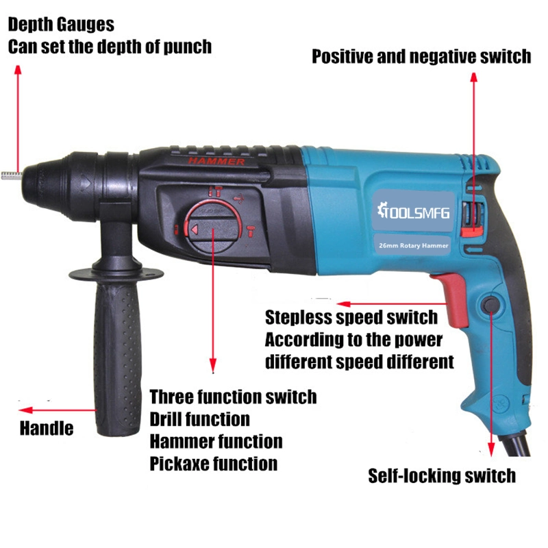 26mm 800W SDS Power elektrischer Drehhammer aus China Factory