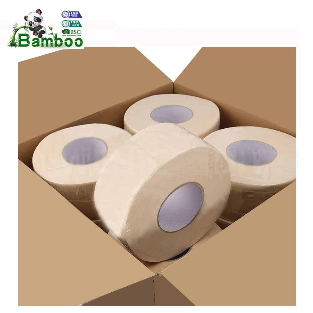 Eco-Friendly Compostável Comercial biodegradável 2 Ply Eco orgânicos 100% Rolo jumbo de bambu Papel higiénico